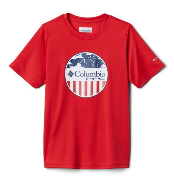 Columbia PFG Shirts Red For Boys NZ54137 New Zealand